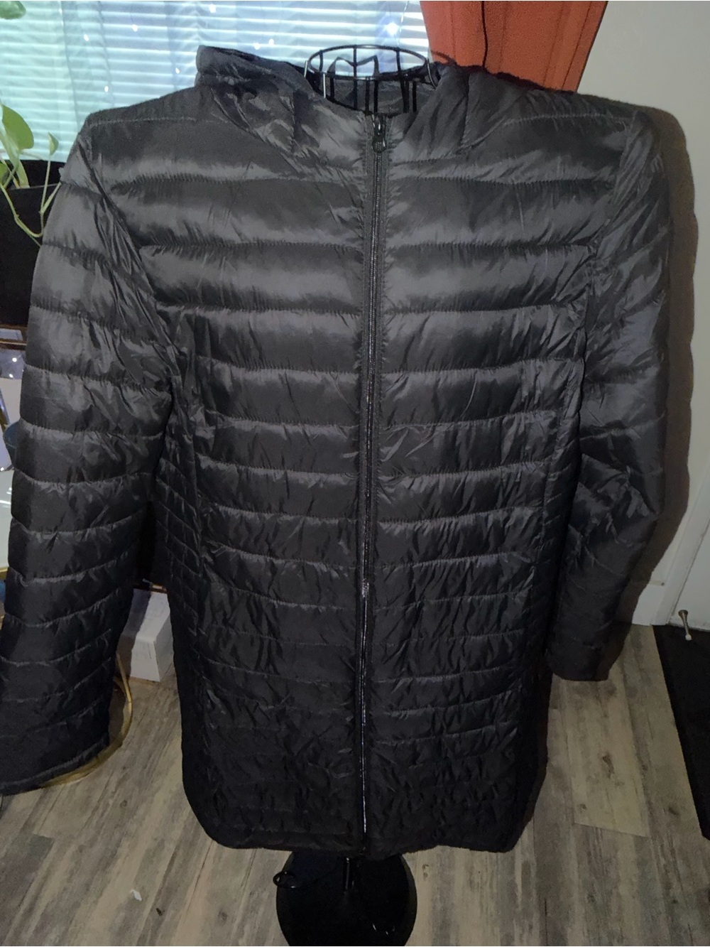 Fashion Nova Women's Black Long Quilted Hooded Puffer Coat